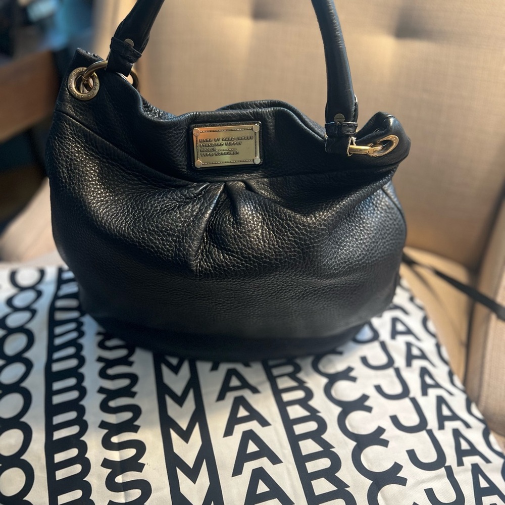 Black Leather Marc Jacobs Hobo Bag